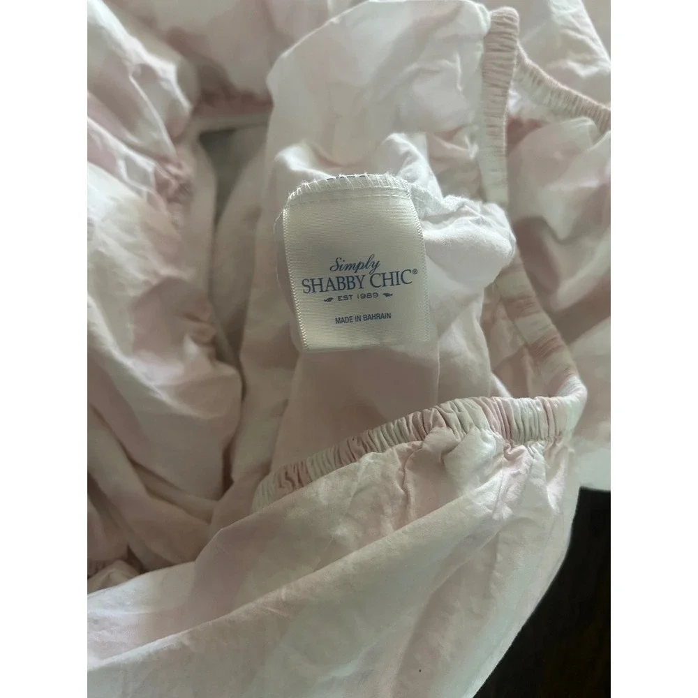 Simply Shabby Chic Pink White Striped Fitted Sheet 100% Cotton Cottagecore